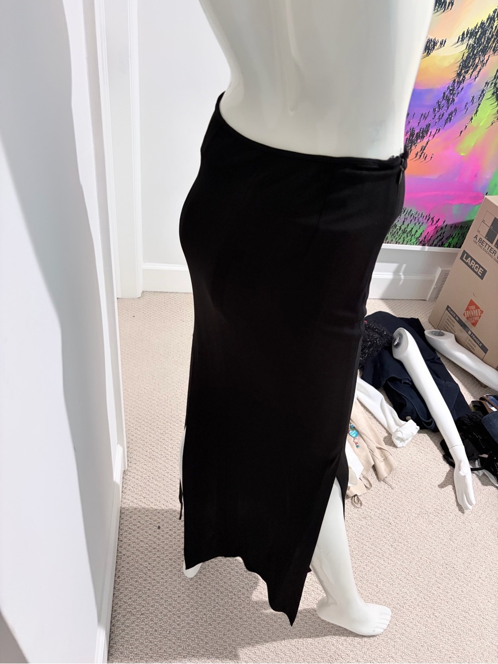 VINTAGE D&G DOLCE & GABBANA BLACK ASYMMETRICAL MAXI SKIRT 26/40 - Picture 4 of 4